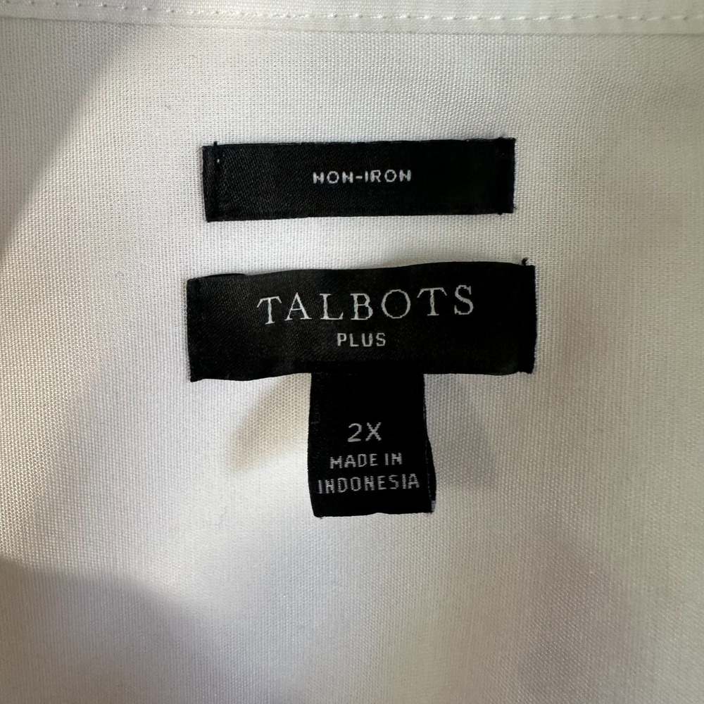 Talbots Perfect Shirt Womens 2X White V-Neck Non-Iron Blouse Work Office Career - Picture 3 of 6